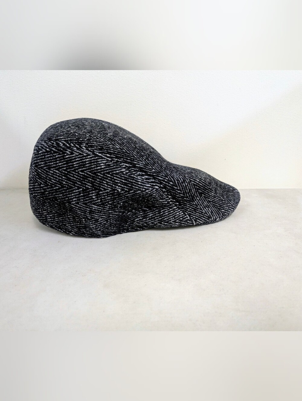 Herringbone Flat Cap Newsboy Cabbie Ivy Hat Black 60